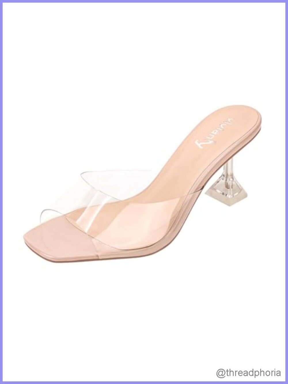 Women's Square Toe Clear High Heel Sandals Slip On Mules 2.7in Stiletto Heel